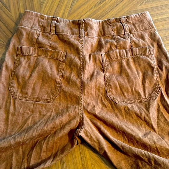 Anthropologie The Colette by Maeve, rust-colored cropped linen trousers - Picture 4 of 4